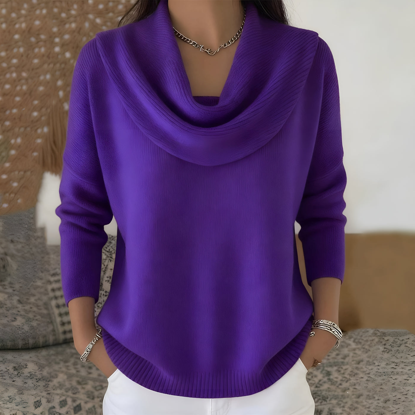 Clara™ | Draped Cowl Neck Jumper