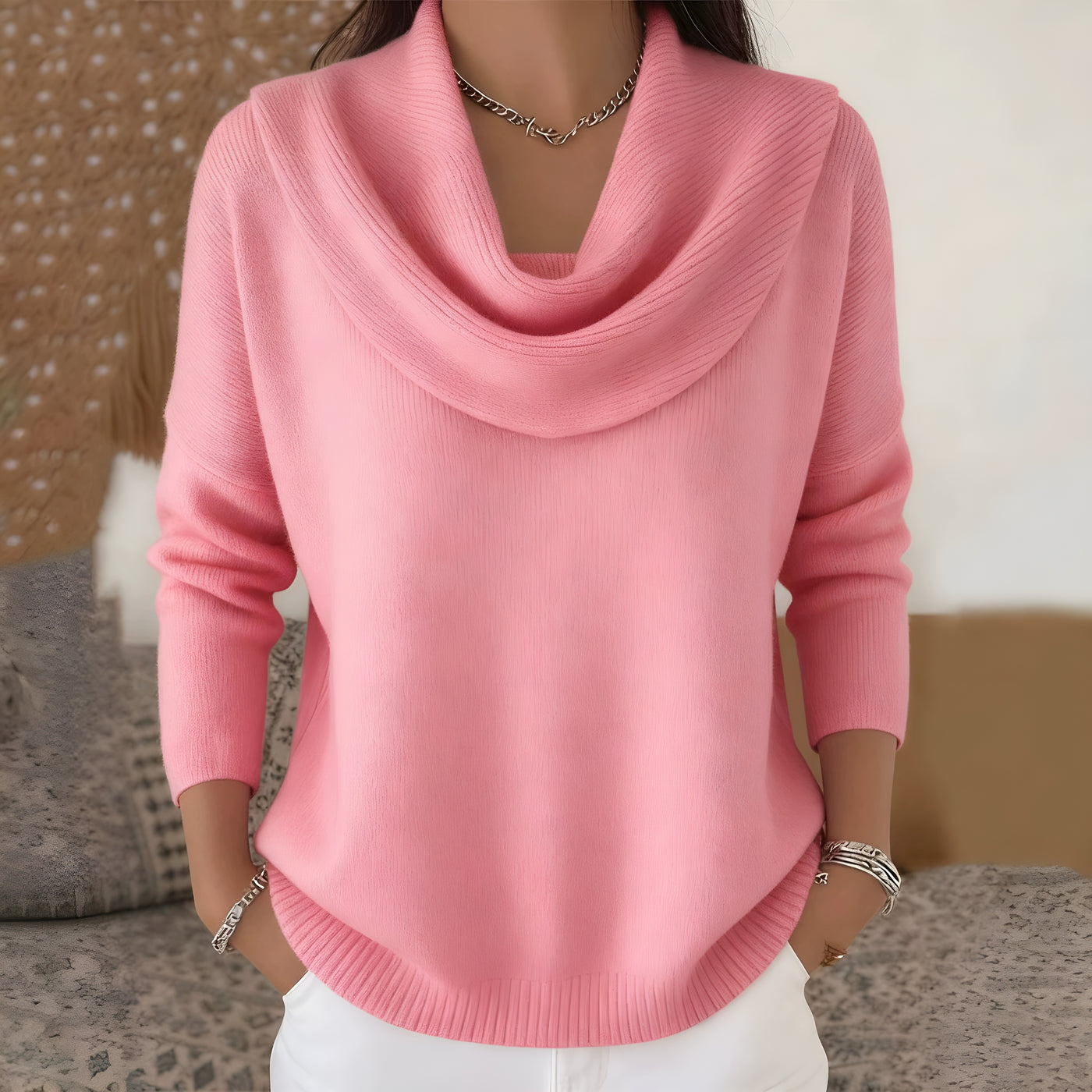 Clara™ | Draped Cowl Neck Jumper