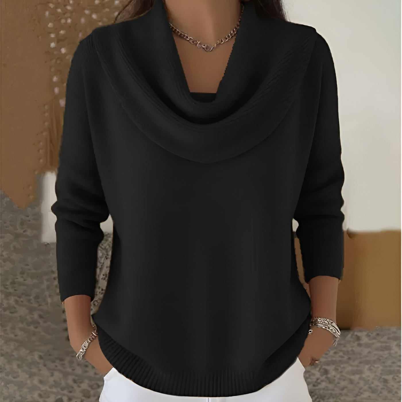 Clara™ | Draped Cowl Neck Jumper