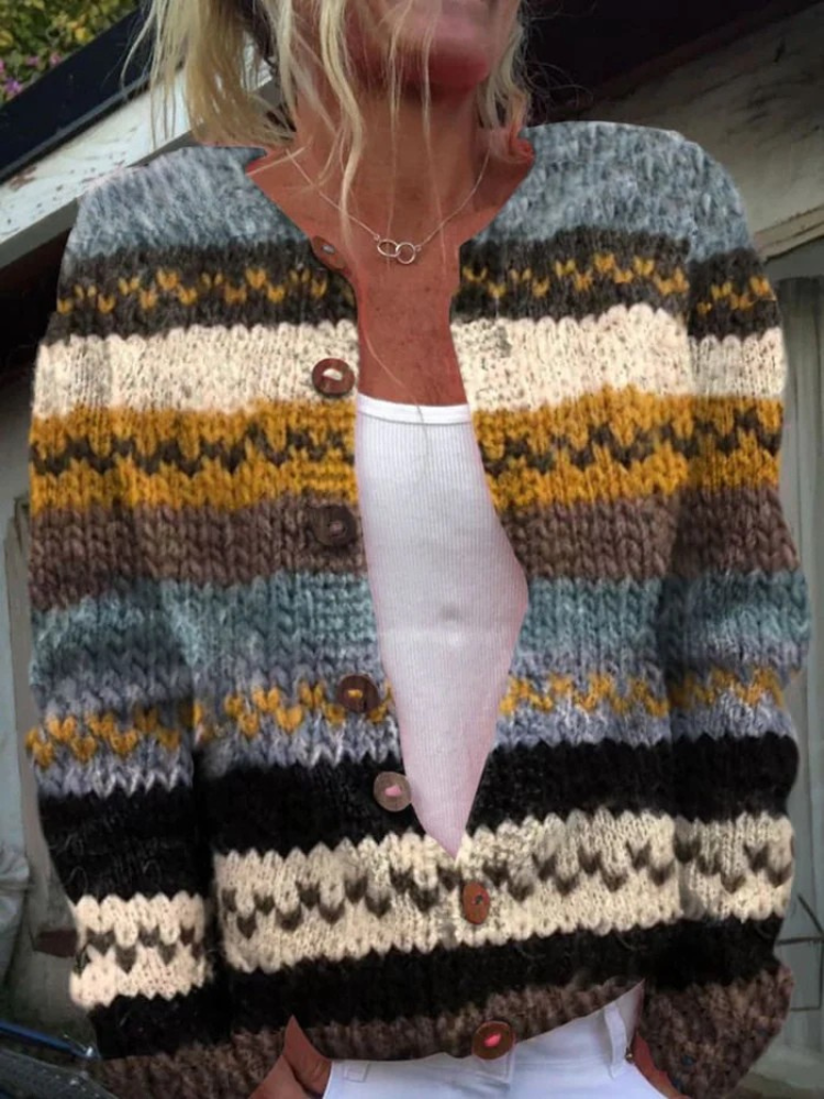 Nadine™ | Striped Knit Cardigan