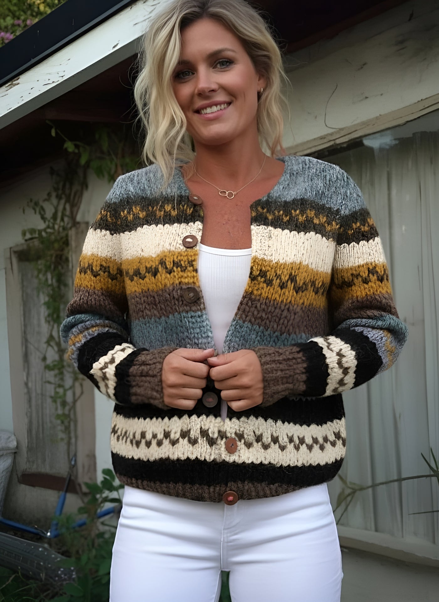 Nadine™ | Striped Knit Cardigan